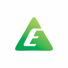 initial e letter triangle green color shape logo design