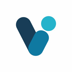 initial v letter people color line logo design