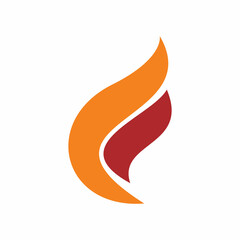 initial f letter flame color shape logo design