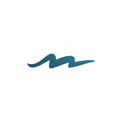 initial m blue wave logo design