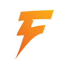 lightning initial f letter logo design