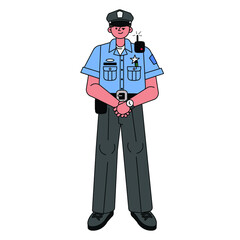 Policeman vector illustration in line filled design