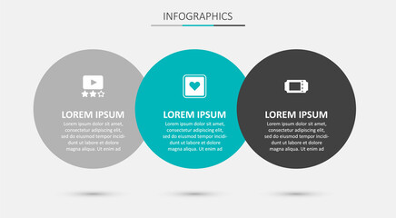 Set Like heart, Rating movie and Cinema ticket. Business infographic template. Vector