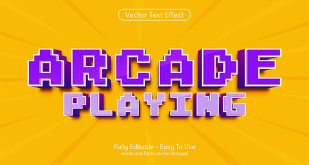 Three dimension text Arcade Playing editable style effect template