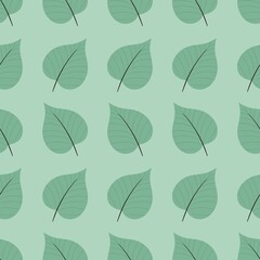 Obraz premium simple cute floral pattern - beautiful leaves of a plant on a green background