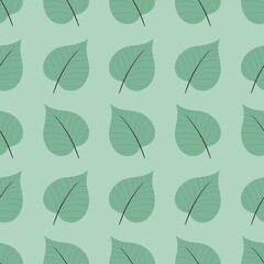 simple cute floral pattern - beautiful leaves of a plant on a green background