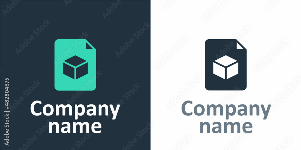 Poster logotype isometric cube file icon isolated on white background. geometric cubes solid icon. 3d squar