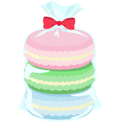 ラッピングされたマカロンのイラスト