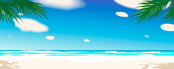 Fototapeta na wymiar Beautiful tropical seascape. Summer time backgrounds. Vector illustration