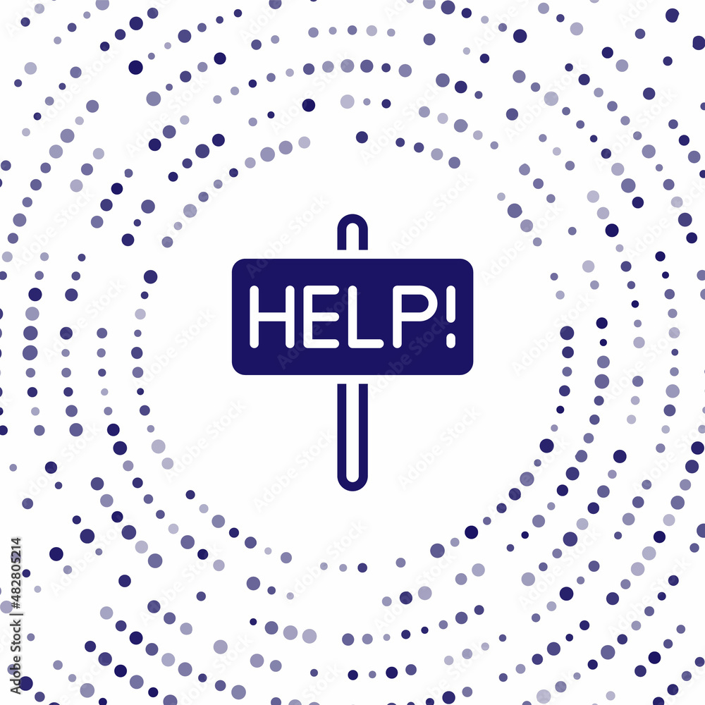 Aufkleber blue help icon isolated on white background. abstract circle random dots. vector