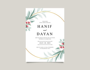 elegant wedding invitations set with floral watercolor