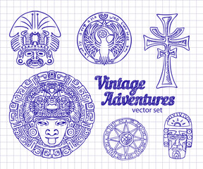 Vintage Adventures: vector set. Design elements