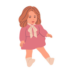 Cute little doll. Vector hand drawn illustration. Isolted on white background.