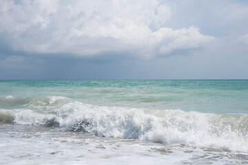 mar, color turqueza, playa, rocas, olas, hermoso paisaje, nubes