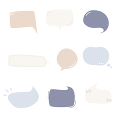 collection set of blank pastel color hand drawing dashed line speech bubble balloon, think speak talk text box, banner, flat vector illustration design
