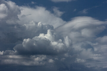 Fototapeta na wymiar Dark sky with large gray clouds
