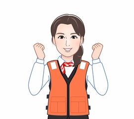 救命胴衣を着た女性