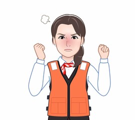 救命胴衣を着た女性