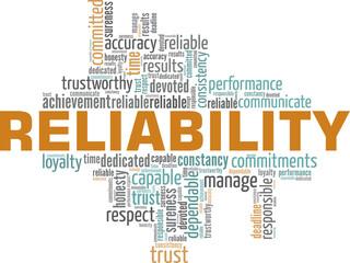 Reliability conceptual vector illustration word cloud isolated on white background.