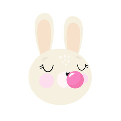 Cute Bunny  in cartoon style. Vector illustration. For kids stuff, card, posters, banners, children books, printing on the pack, printing on clothes, fabric, wallpaper, textile or dishes.