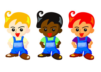 オーバーオール3人