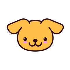 Cute kawai dog face, vector, 2d illustration