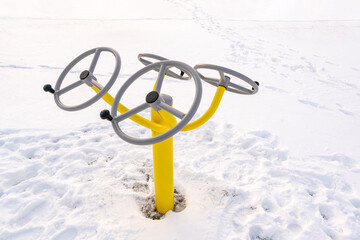 Fitness equipment in the winter park
