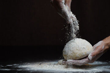 bread. detail of the bread making process. bread crust. hand detail. - obrazy, fototapety, plakaty