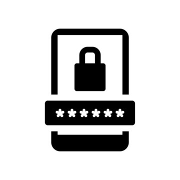 Phone with padlock icon. Smartphone password. Vector illustration