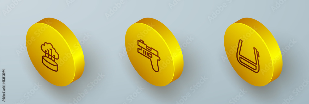 Poster set isometric line network cloud connection, futuristic weapon and smart glasses spectacles icon. ve