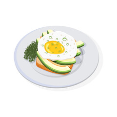 Avocado toast with fried egg on a plate. Healthy food, breakfast