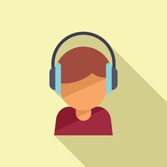 Listen audio lesson icon flat vector. Student class