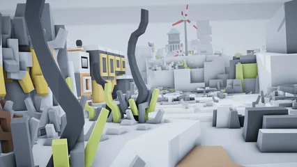 Fototapete Rund Minecraft VoxelWorld - Minceraft in Roblox Universe.  © Maciej