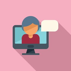 Home online lesson icon flat vector. Class book