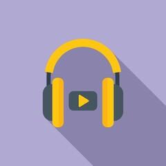 Audio listen headphones icon flat vector. Class study