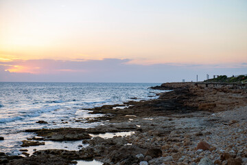 Winter sunset in Cyprus on the coast of Paphos
