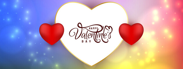 Happy Valentines day decorative hearts banner design