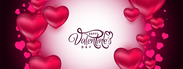 Stylish Happy Valentines day celebration lovely banner with hearts