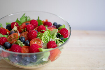 Berry fruit salad. Vegan lifestyle. Healthy food.