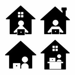 Work From Home, Remote Work Icon Design Vector Logo Template Illustration Sign And Symbol