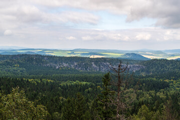 Fototapeta na wymiar View from Cap hill - highest point of Teplicke skaly rock town in Czech republic