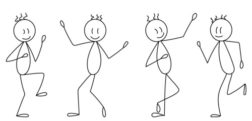 figures of dancing people sketch, isolated, vector