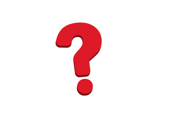 Red 3d question mark icon on white background
