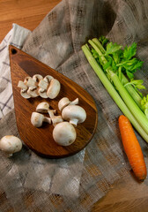 vegetables on a wooden board