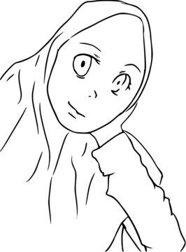 Hijab girl thinking about someone.