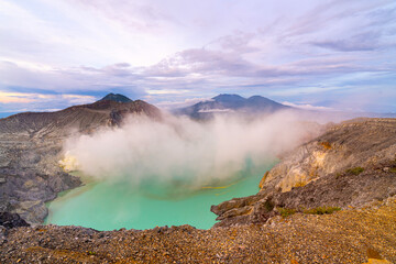 Sunrise on Kawah Ijen crater, Indonesia