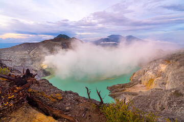 Sunrise on Kawah Ijen crater, Indonesia