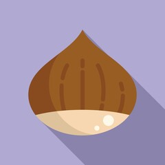 Castanea chestnut icon flat vector. Tree fruit