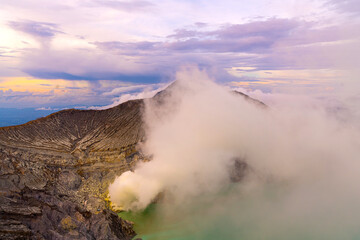 Sunrise on Kawah Ijen crater, Indonesia