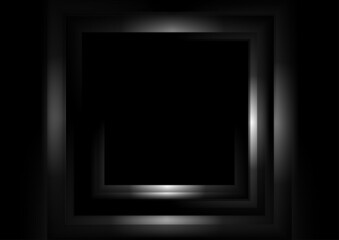 White grey abstract glossy squares on black background. Futuristic vector design